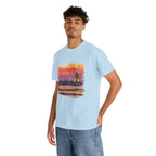 Trapani Windmills, Salt Pans and A Sunset - Unisex with sleeve patch (Trapani, Sicily)