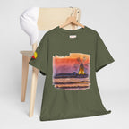 Trapani Windmills, Salt Pans and A Sunset - Unisex with sleeve patch (Trapani, Sicily)