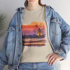 Trapani Windmills, Salt Pans and A Sunset - Unisex with sleeve patch (Trapani, Sicily)