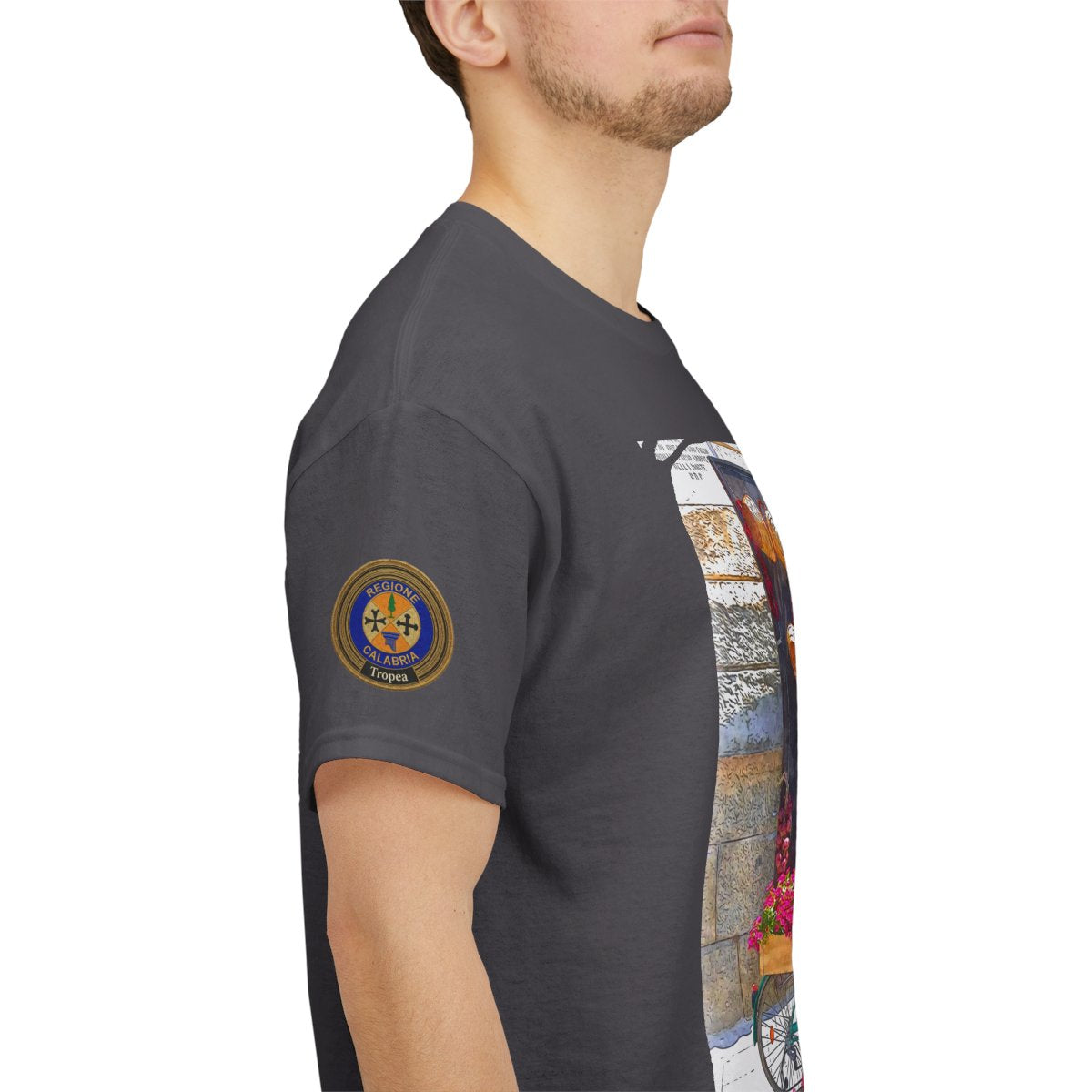Tropea, Calabria - Unisex t-shirt with sleeve patch
