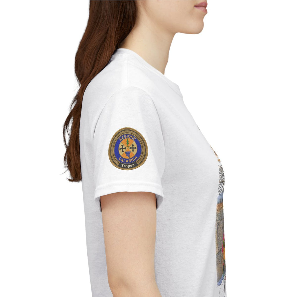 Tropea, Calabria - Unisex t-shirt with sleeve patch