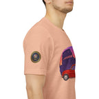 Vintage Fiat 500 Rome Tee (Bella Canvas 3001)— Red Car & Colosseum Sunset Graphic T-Shirt