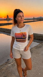 Trapani Windmills, Salt Pans and A Sunset - Women's T-Shirt (Trapani, Sicily)