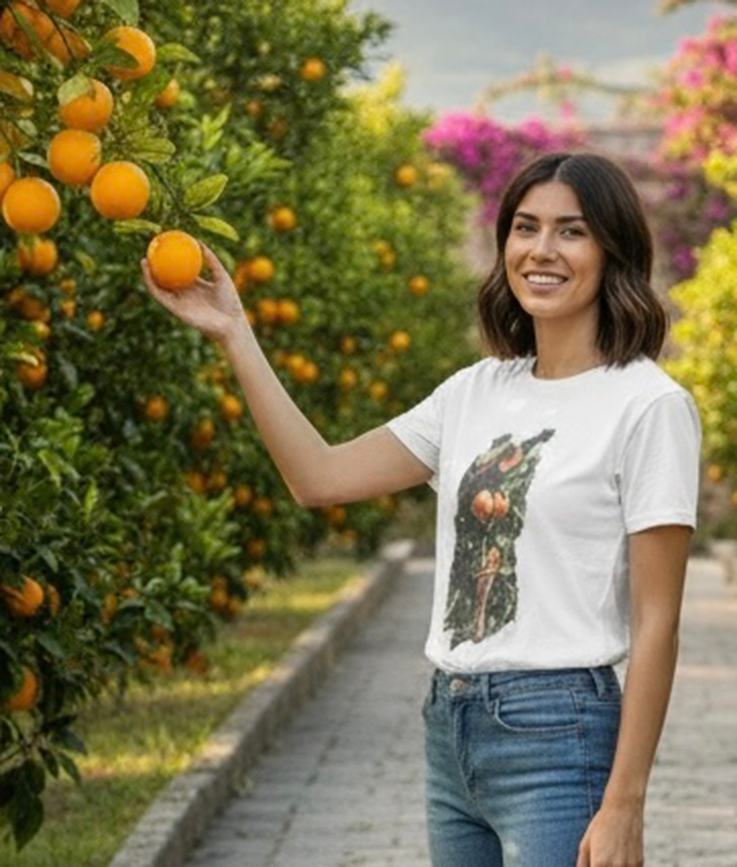 Orange Picking (Siracusa, Sicily) - Unisex with sleeve patch