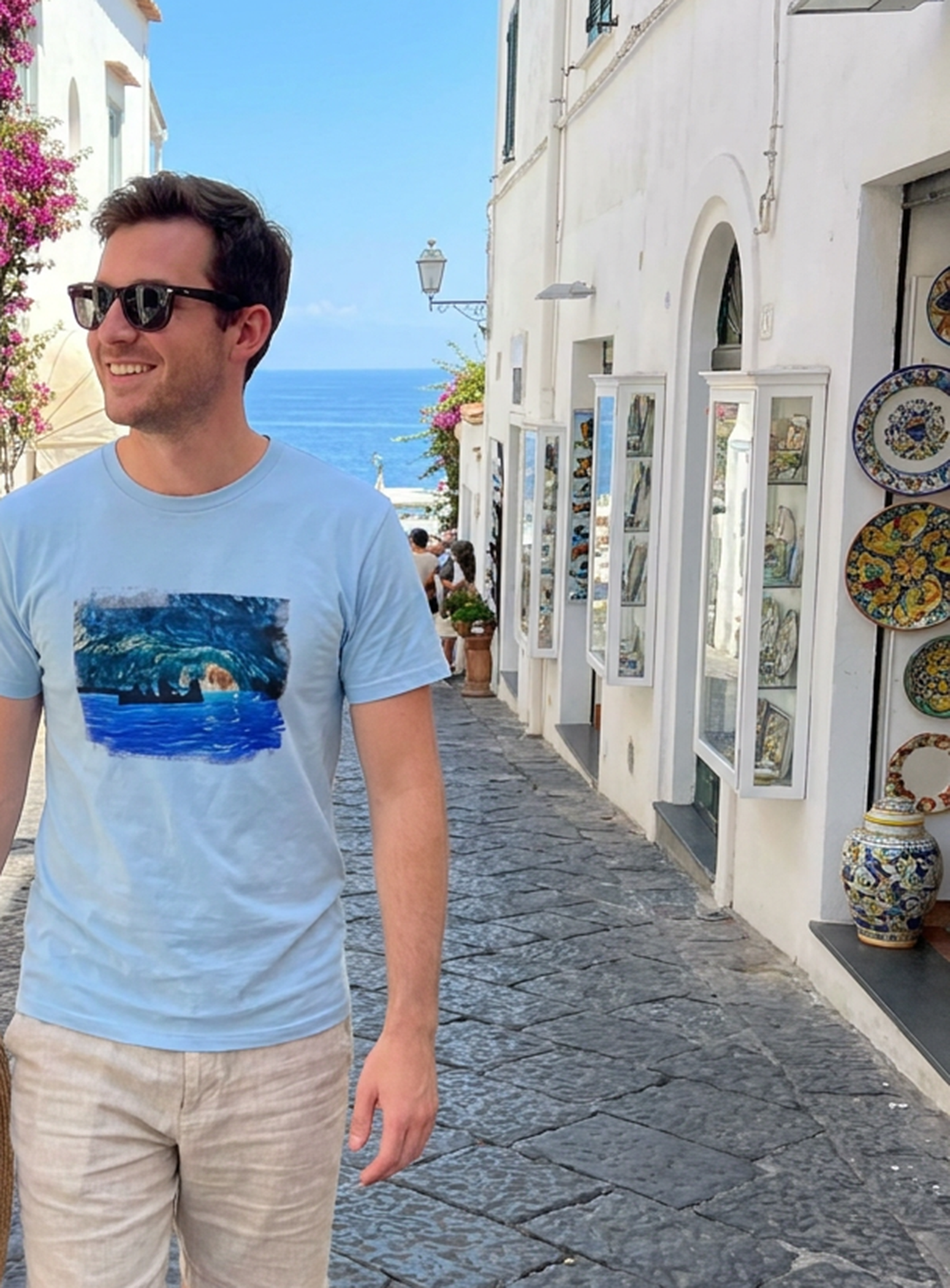 Island of Capri 2 - Unisex with sleeve patch (Blue Grotto)